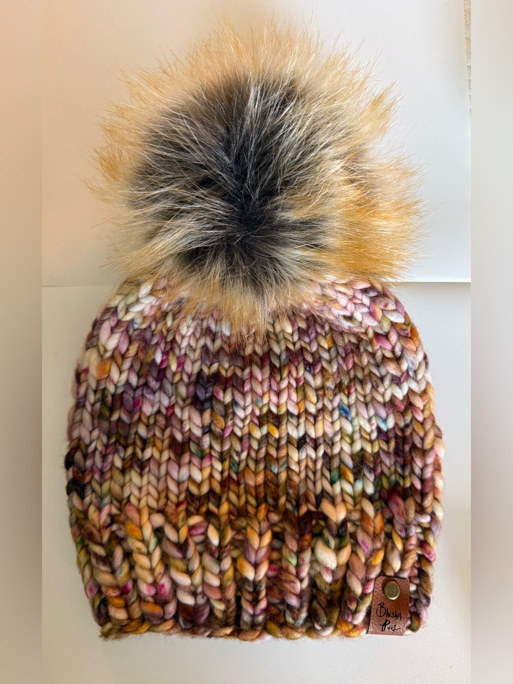 Blush Cozy Multicolor Knit Pom Beanie
